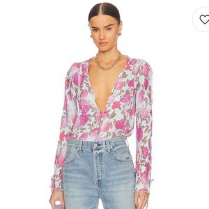 Free People Everything's Rosy Bodysuit in Icy Combo